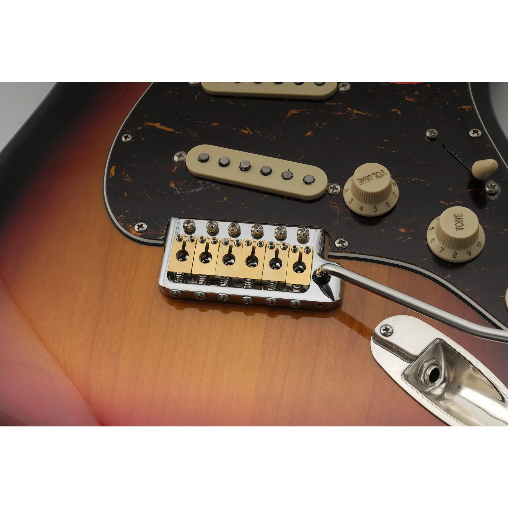 Musiclily Ultra 52,5 mm Solido Ottone Stile Ponte Tremolo 6 Viti Knife Edge per Chitarra Elettrica Tipo Strat, Hybrid