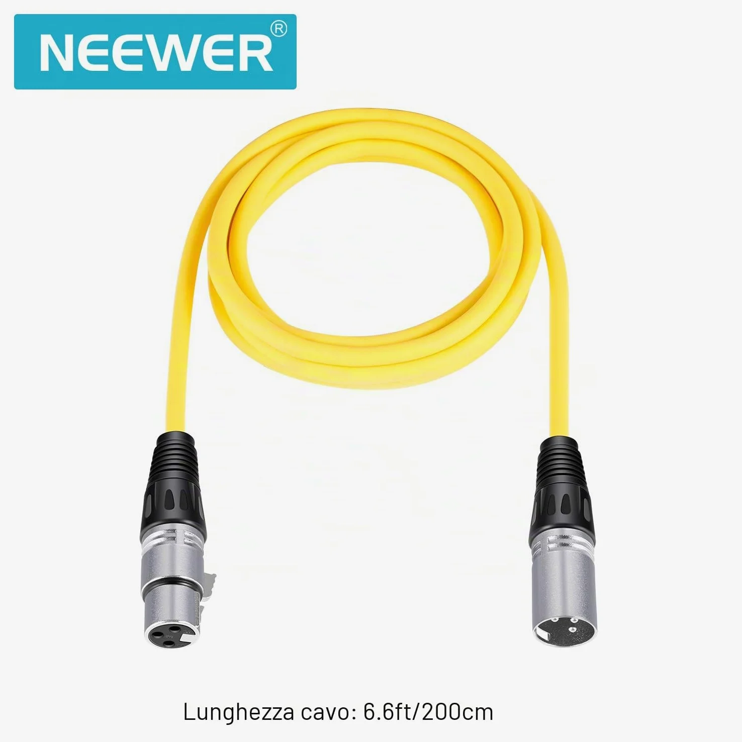 Neewer Confezione da 6 cavi da 2 m XLR maschio a XLR femmina, colorati, cavi per microfono sigillati in gomma, per un collegamento bilanciato (verde, blu, viola, rosso, giallo e arancione)