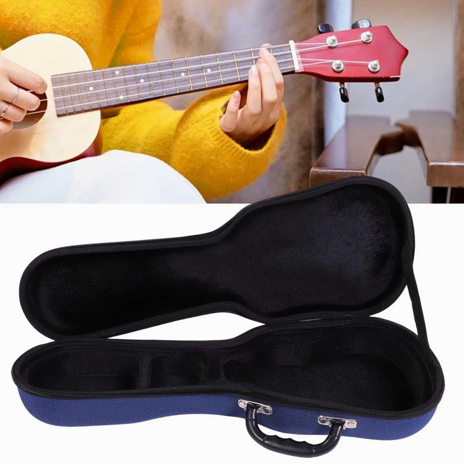CHICIRIS Borsa per Chitarra Acustica Custodia per Chitarra Portatile da 21 Pollici con Tessuto in Poliestere 1200D Interno in Peluche, Fibbia per Collo e Tracolla Staccabile per Studenti di Ukulele