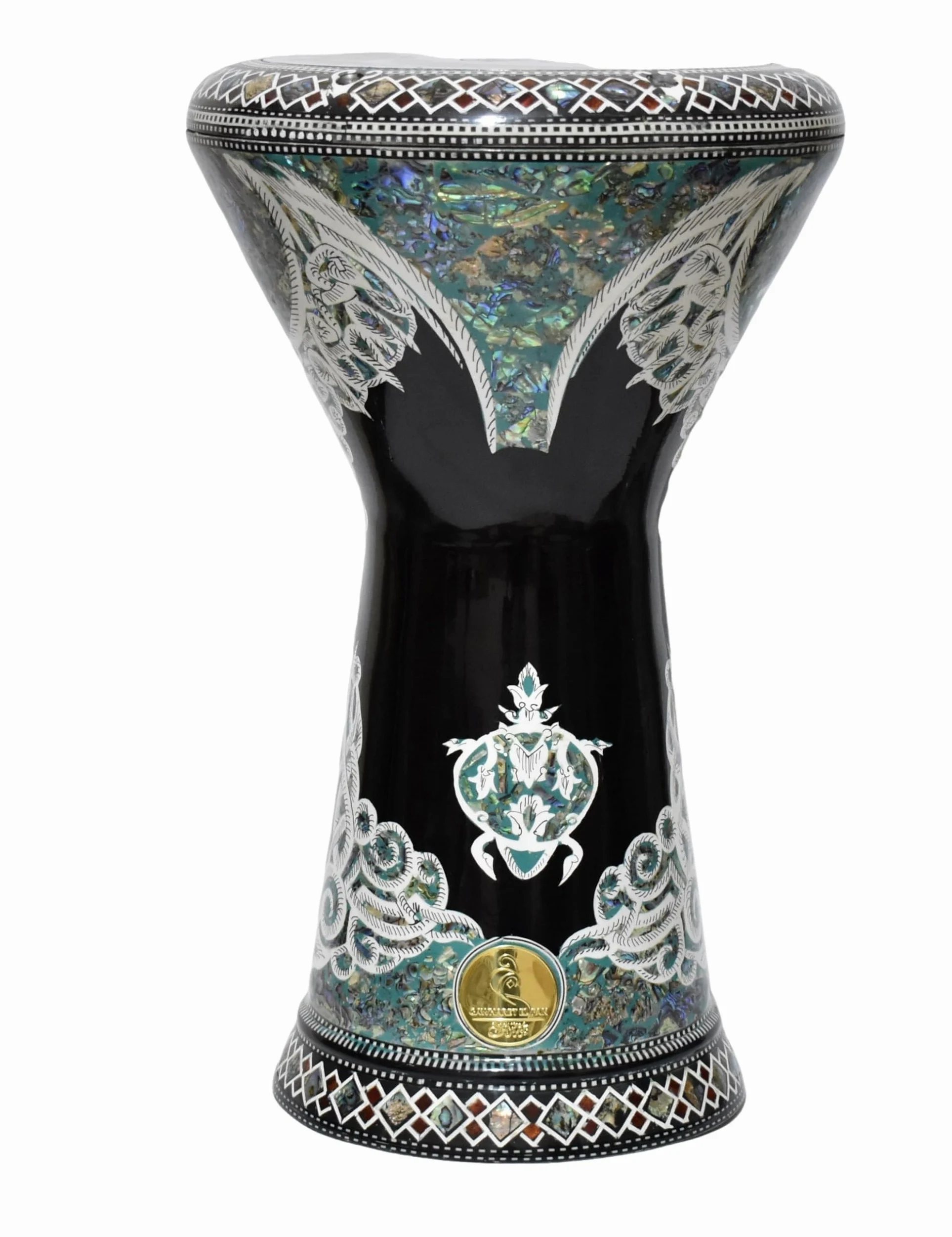 M42 19 "Blue Mother of Pearl Drum Darbuka tabla doumbek Gawharet El Fan strumento musicale egiziano fatto a mano