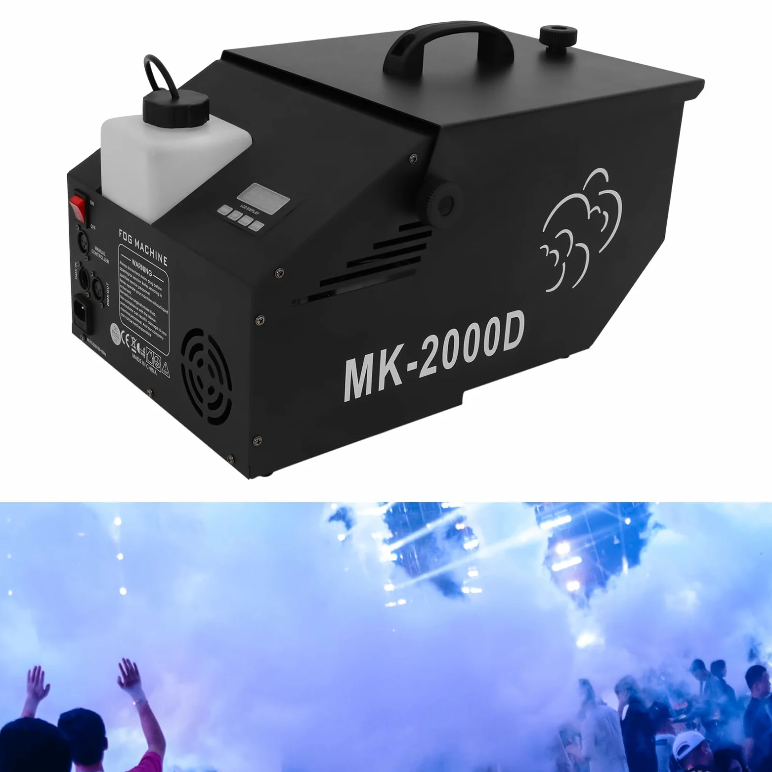 DMX - Macchina per fumo, 0,5 l, per palcoscenico, nebbia, 1200 W, con telecomando senza fili, per feste, Halloween, matrimoni, Natale, spettacoli