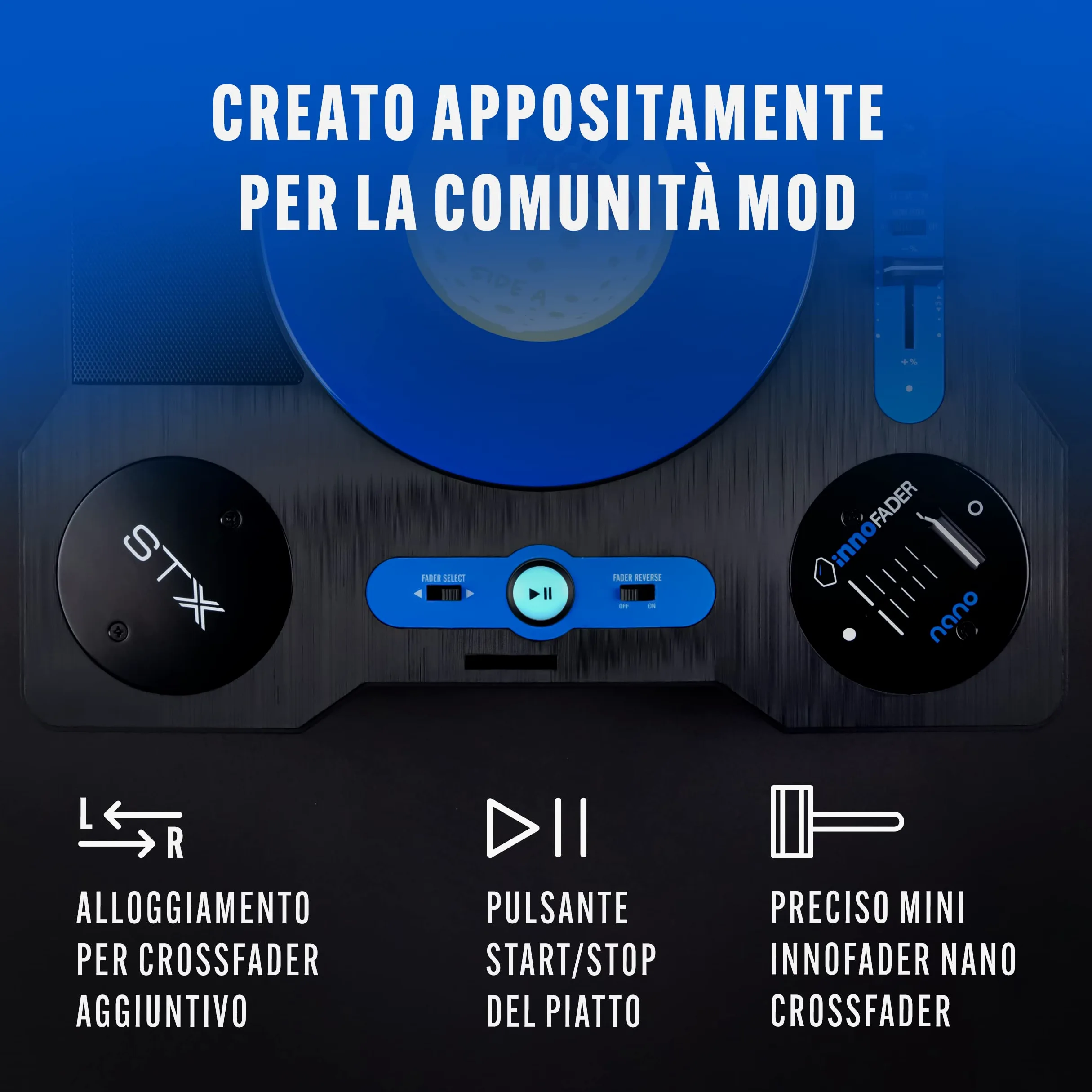 Stanton STX - Giradischi scratch per DJ con Innofader Nano crossfader, Bluetooth, cursore Pitch, registrazione USB, cassa, 2 batterie ricaricabili
