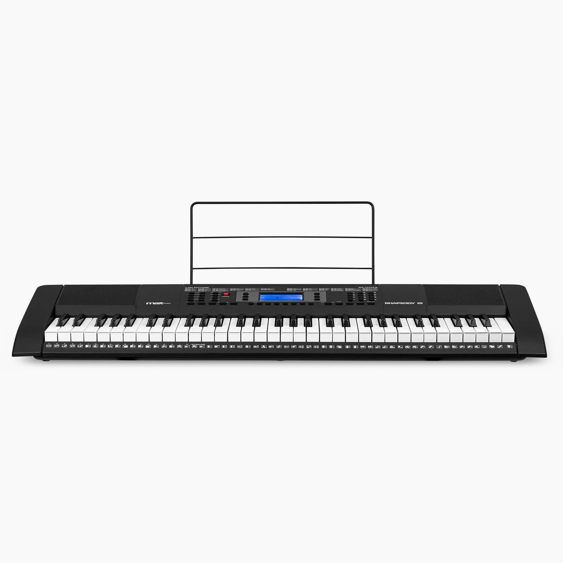 MAX Rhapsody61 - Tastiera elettrica con cuffie, 61 tasti, 300 campanelli, 300 ritmi, 50 canzoni demo, insegnamento intelligente della musica con tastiera, tastiera per principianti con altoparlanti
