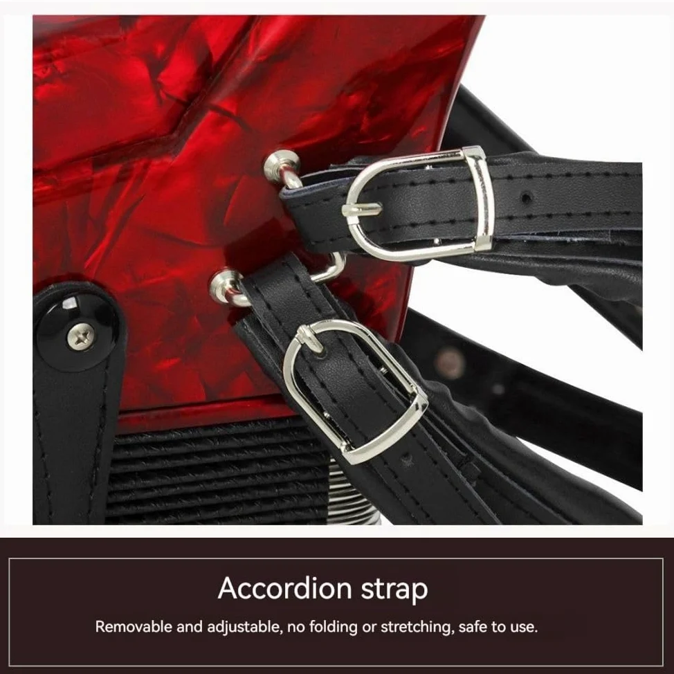 Fisarmonica a 26 tasti e 48 bassi, corpo in ABS, superficie blu con vernice for pianoforte, interruttore audio, adatta a principianti e professionisti, custodia inclusa e nastro for chitarra