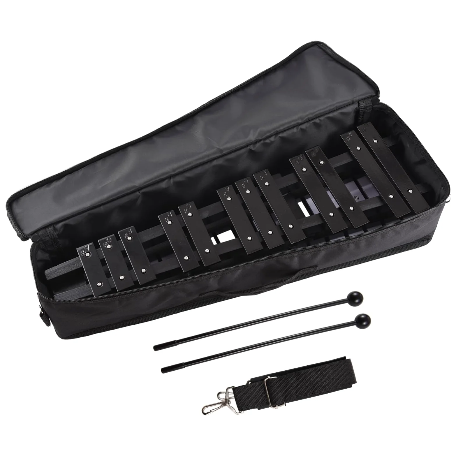 Naroote Xilofono, Xilofono per adulti Strumento xilofono a 30 note con tasti in alluminio spessi 5 mm Strumenti per principianti e professionisti (Nero Bianco)