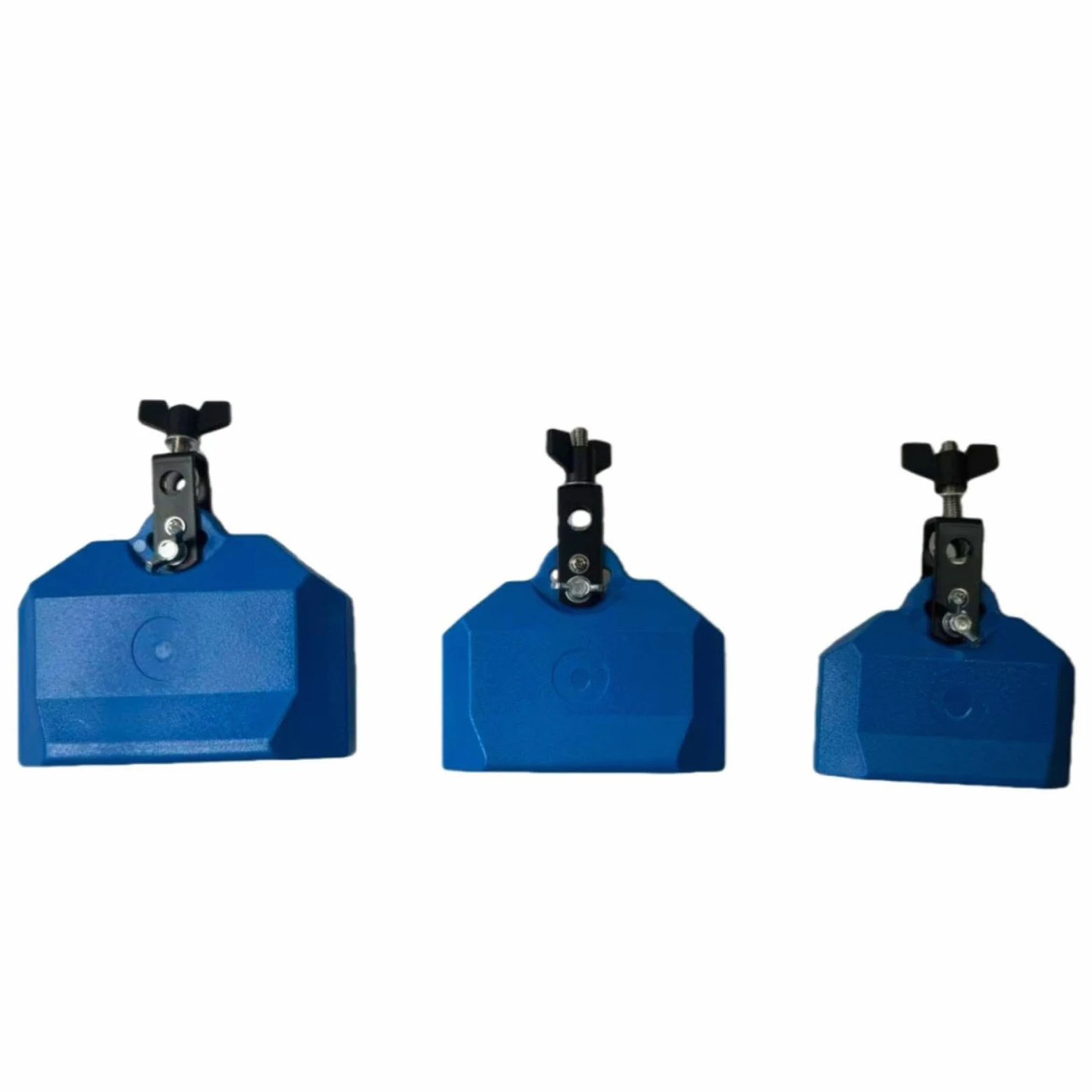 Set di Campanacci Da 4", 5" E 6" con Blocco di Percussioni Musicali con Supporto per Batteria, Esibizione in Festival, Blu