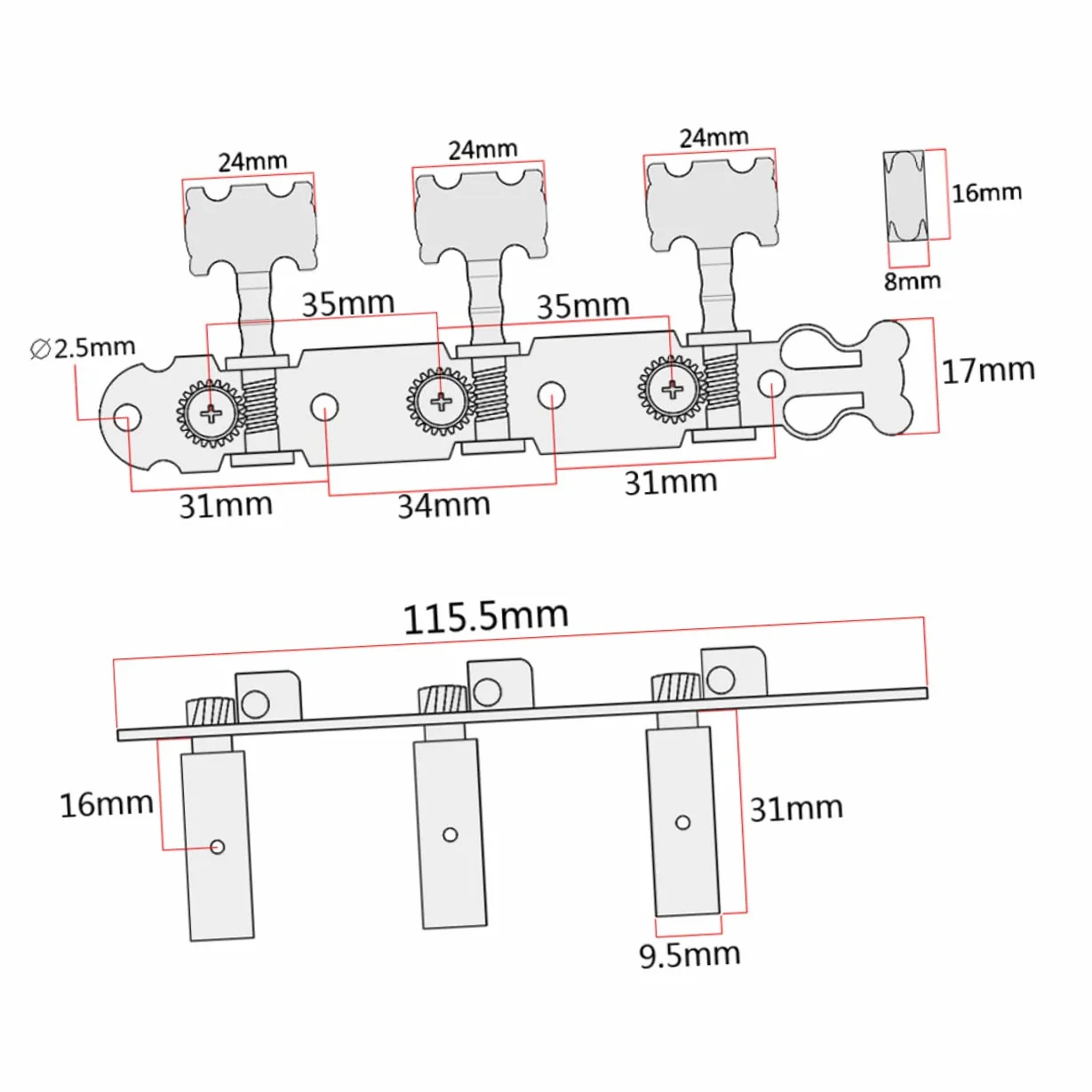 Toyvian 3paia Tuning Pegs Per Chitarra Con Testa Fiori Meccaniche Per Accordatore Per Chitarra e Acustica