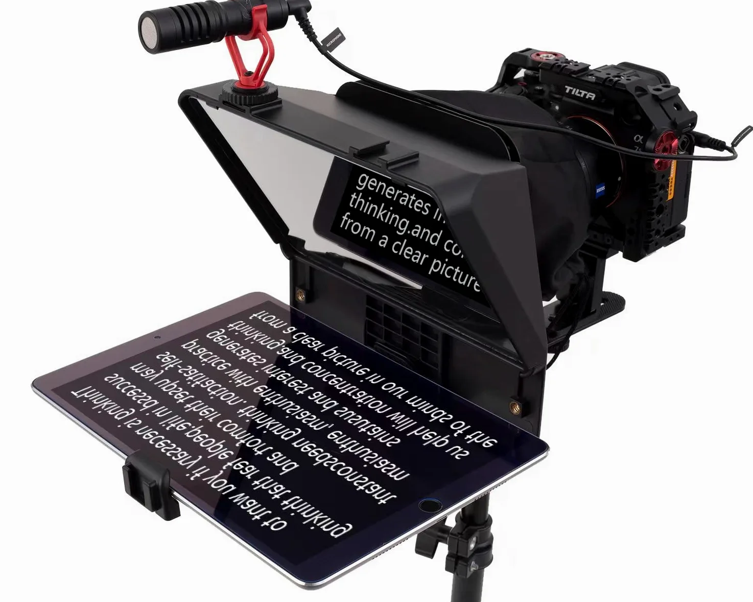 A10 Teleprompter Portatile Smartphone DSLR Fotocamera Teleprompter Prompter con supporto per telefono Telecomando per registrazione video Live Streaming Intervista Stage Presentazione Discorso