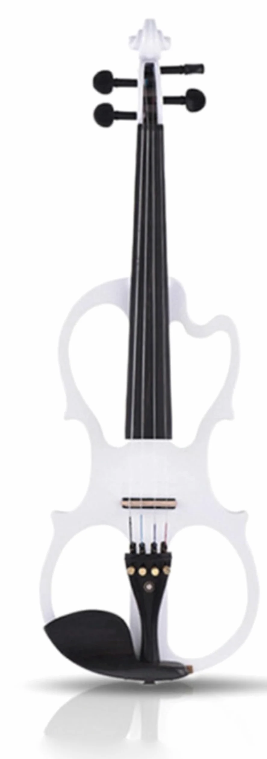 Set di violino elettrico 4/4 silenzioso, in legno d'acero massiccio metallico, elettronico, per principianti, adulti e ragazzi (bianco)