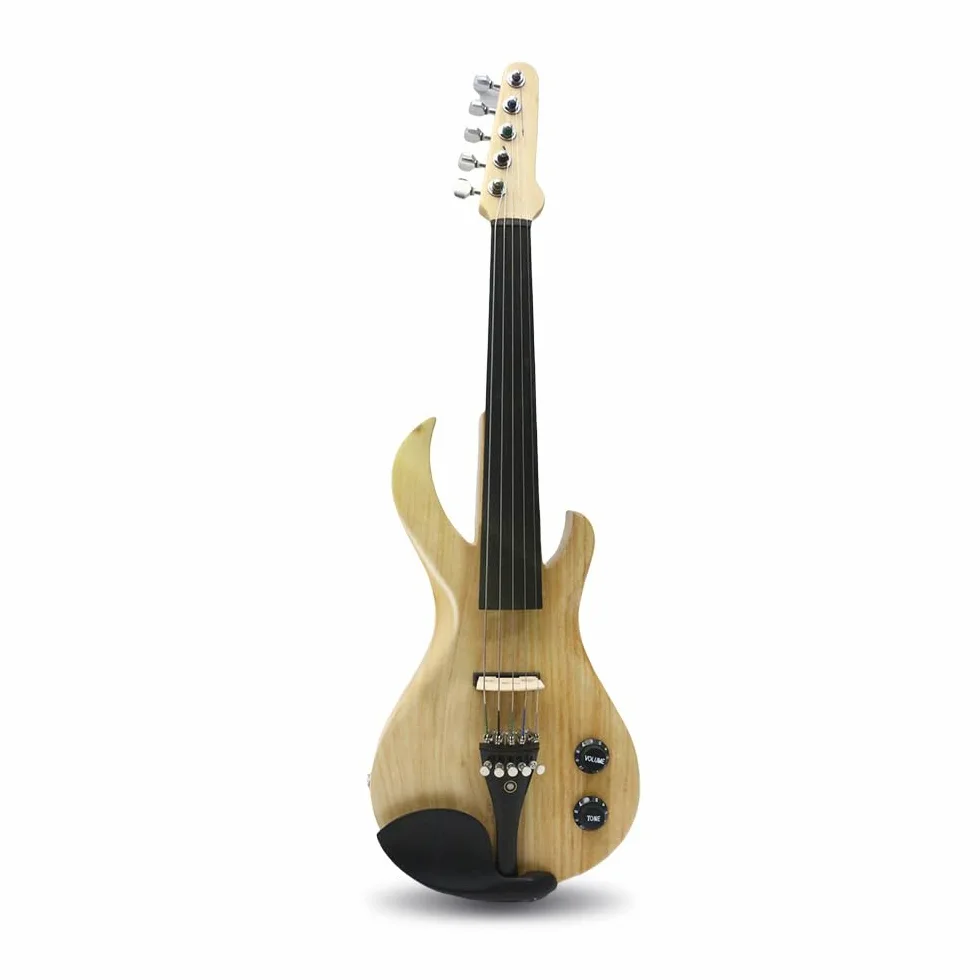 Yinfente 5 String Violino Elettrico 4/4 violino full size forma chitarra elettrica Ebano violino parti con Corpo in legno massello libero violino caso arco