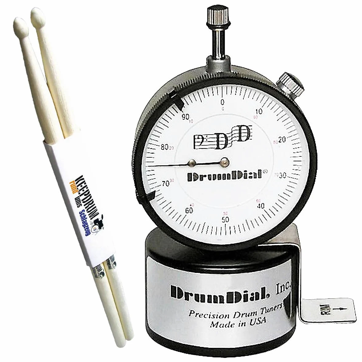 Drum Dial Drum Dial Tuner/Accordatore + Keep Drum 5 a Hickory Drum Sticks 1 Coppia gratis.