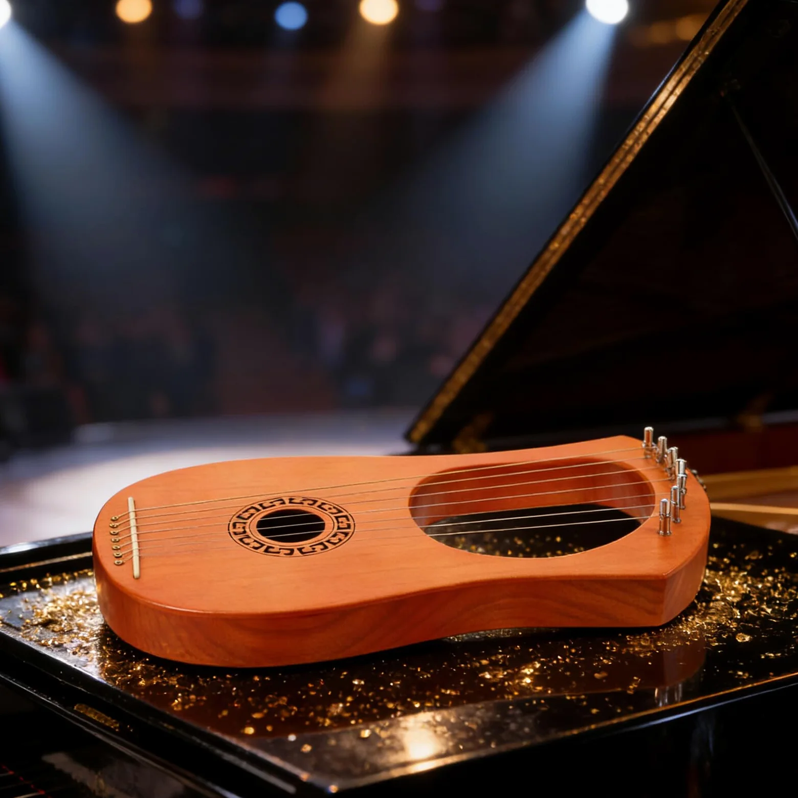 Beaupretty Arpa Lira Portatile in Legno a 7 Corde per Principianti e Adulti, Piccolo Strumento Musicale a Lira, Strumento Multiuso per Educazione Musicale e Intrattenimento