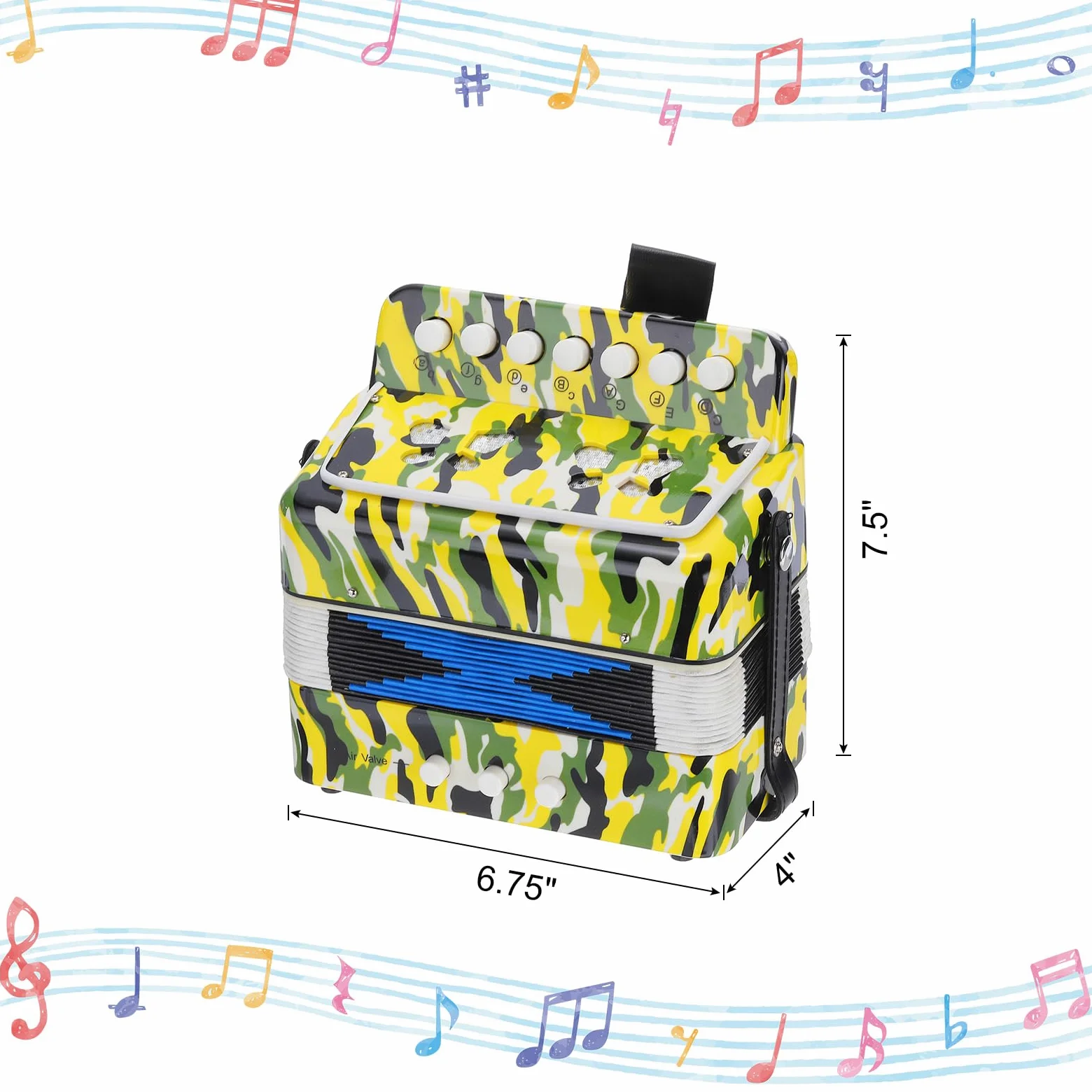 QUARKZMAN Fisarmonica 10 Tasti Fisarmonica Mini Strumento Musicale Regali per Adulti Principianti Educativo, mimetico