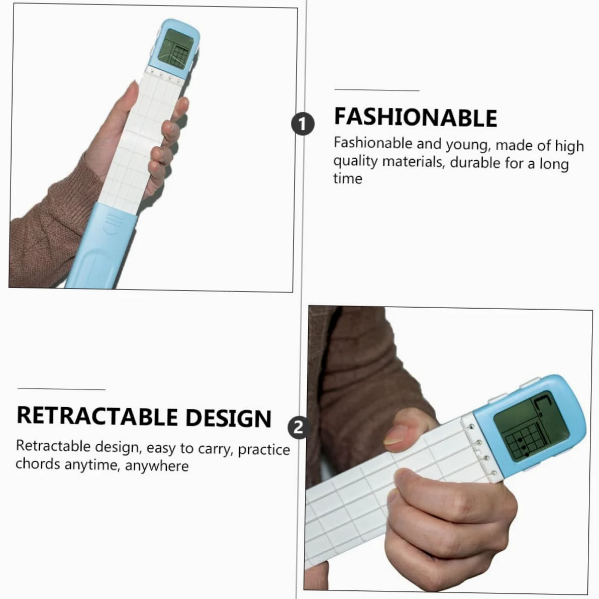 Esercitatore per Accordi Ukulele Portatile Blu in Abs per Principianti | Aiuto Didattico per Corda, 1 Pezzo, Formato Tascabile, Riferimento Pratico per Esercizi Quotidiani