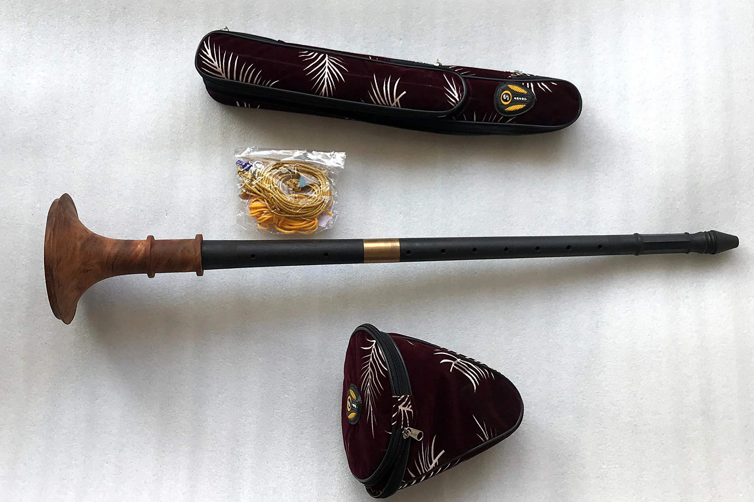 Nadaswaram, Shehnai dell'India meridionale, strumento a fiato classico carnatico, pieghevole, 3 pezzi, 7 + 4 fori, 86 cm, in legno