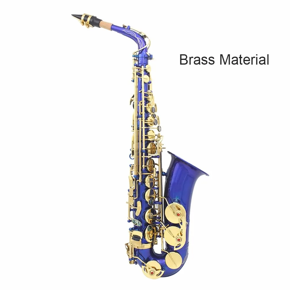 Sassofono contralto Ottone Lacca blu E Sax piatto Strumento musicale a fiato intagliato a mano per principianti per suonare strumenti musicali