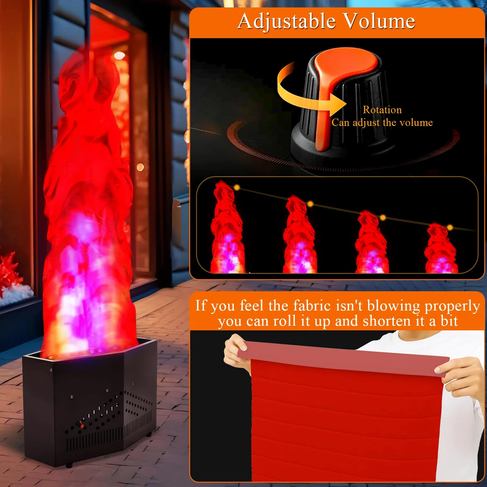 Finta fiamma di fuoco con 36 luci a LED da 1,5 m, effetto atmosfera artificiale, per palcoscenico, Halloween, DJ, feste, discoteca, falò, feste, vacanze speciali