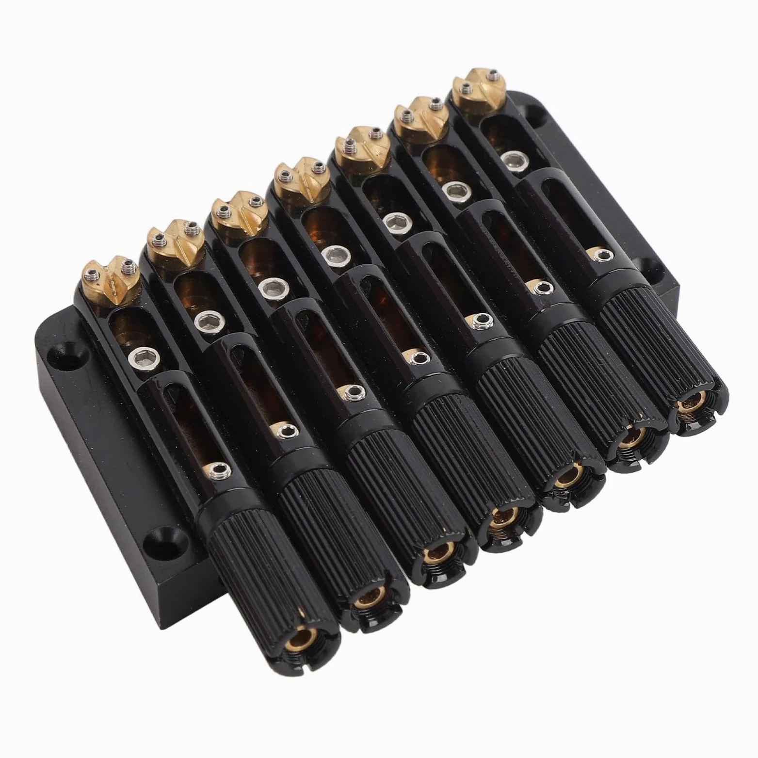 POENVFPO Sostituzione di Ponte di Chitarra Senza Testa, 7 Corde in Acciaio Legato e Ottone, Qualità Tonale e Suono Migliorata per Chitarra Elettrica (GA1127)