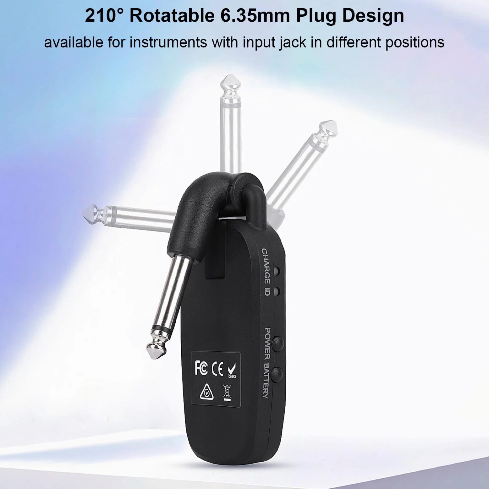 Irfora Sistema wireless 2.4G Sistema ricevitore trasmettitore wireless professionale per basso per chitarra Sistema audio portatile ricaricabile TX e RX per basso elettrico