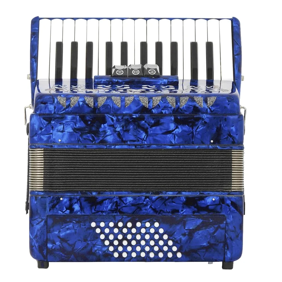 Fisarmoniche, 26 Tasti 48 Bassi Fisarmonica Strumenti a Tastiera Fisarmonica per Principianti Adulti Performance sul Palco con Cinghie Regolabili Custodia (Color : Blue)