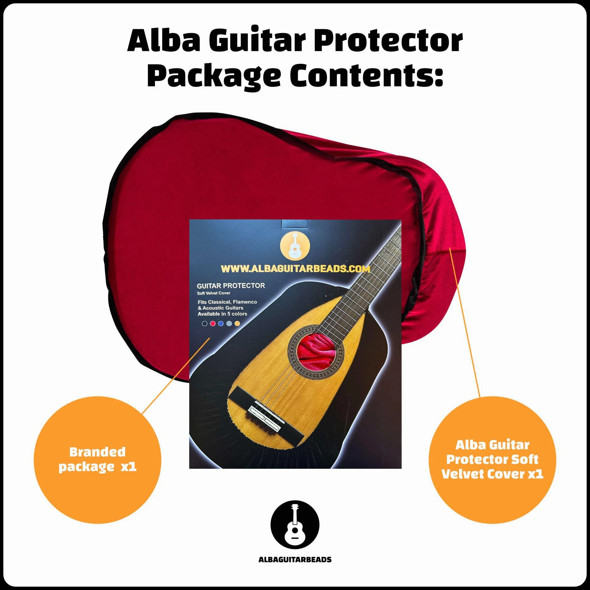 Alba Guitar Dust Cover - Involucro protettivo per chitarre classiche, cover in velluto antipolvere per chitarre acustiche e chitarre elettriche, Rosso