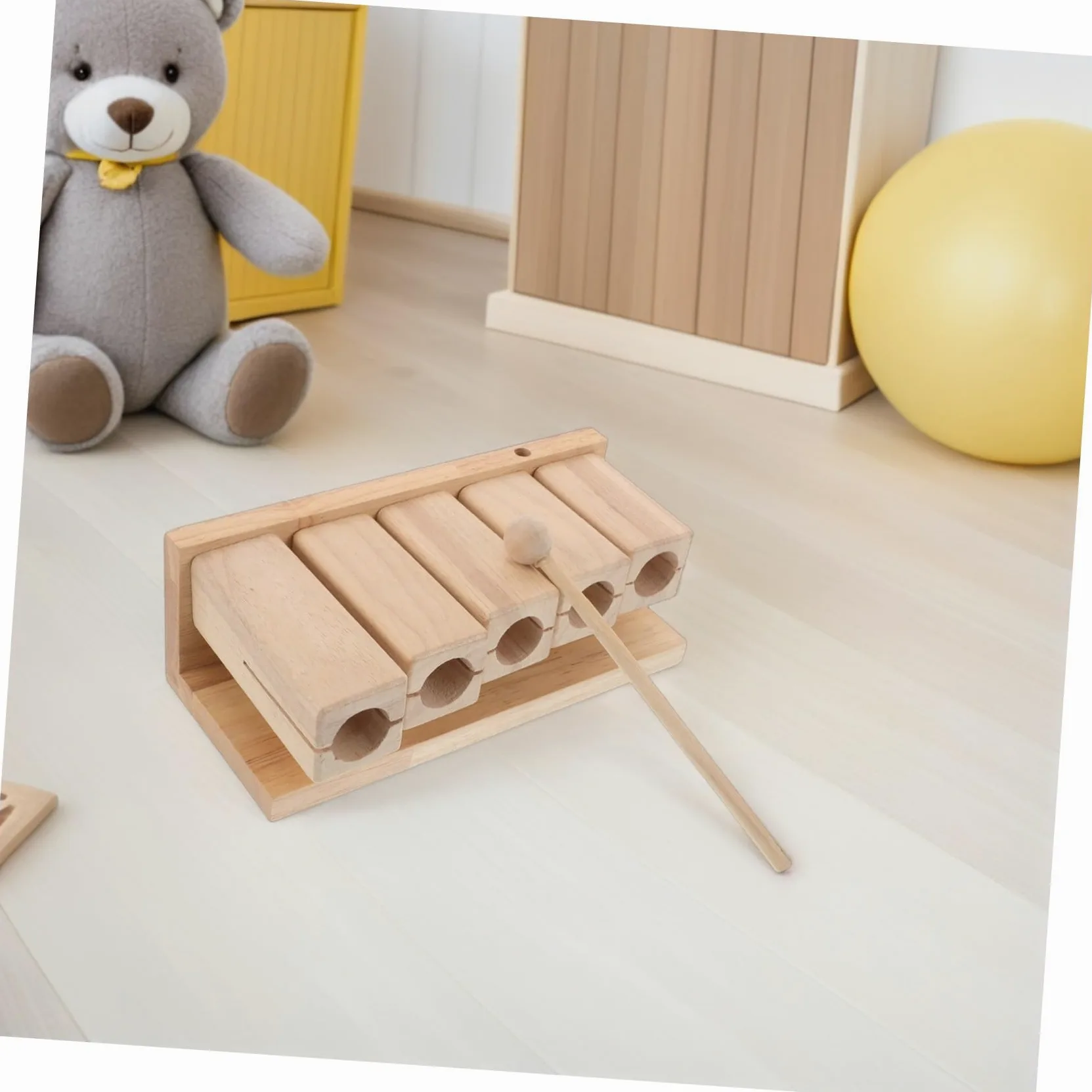 Yardwe Strumento Orff in Legno a Cinque Toni con Mazza, Strumento di Percussione Educativo per Ragazzo Ragazza in Età Prescolare, Suono Naturale e Risonante per Apprendimento Interattivo