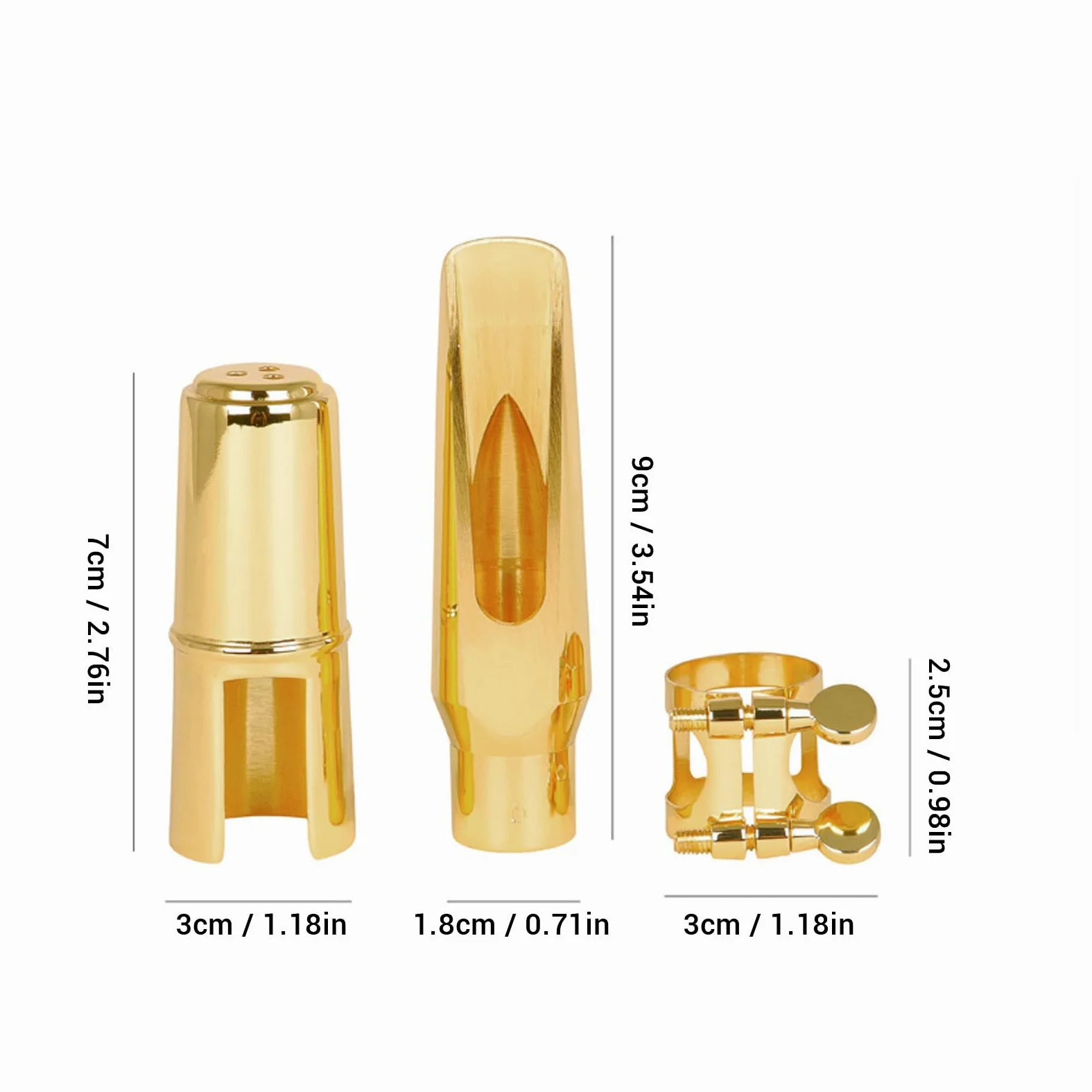 Bocchino Sassofono Alto Set C-6, Bocchino in Ottone Oro in Ottone con Legatura del Cappuccio e Borsa