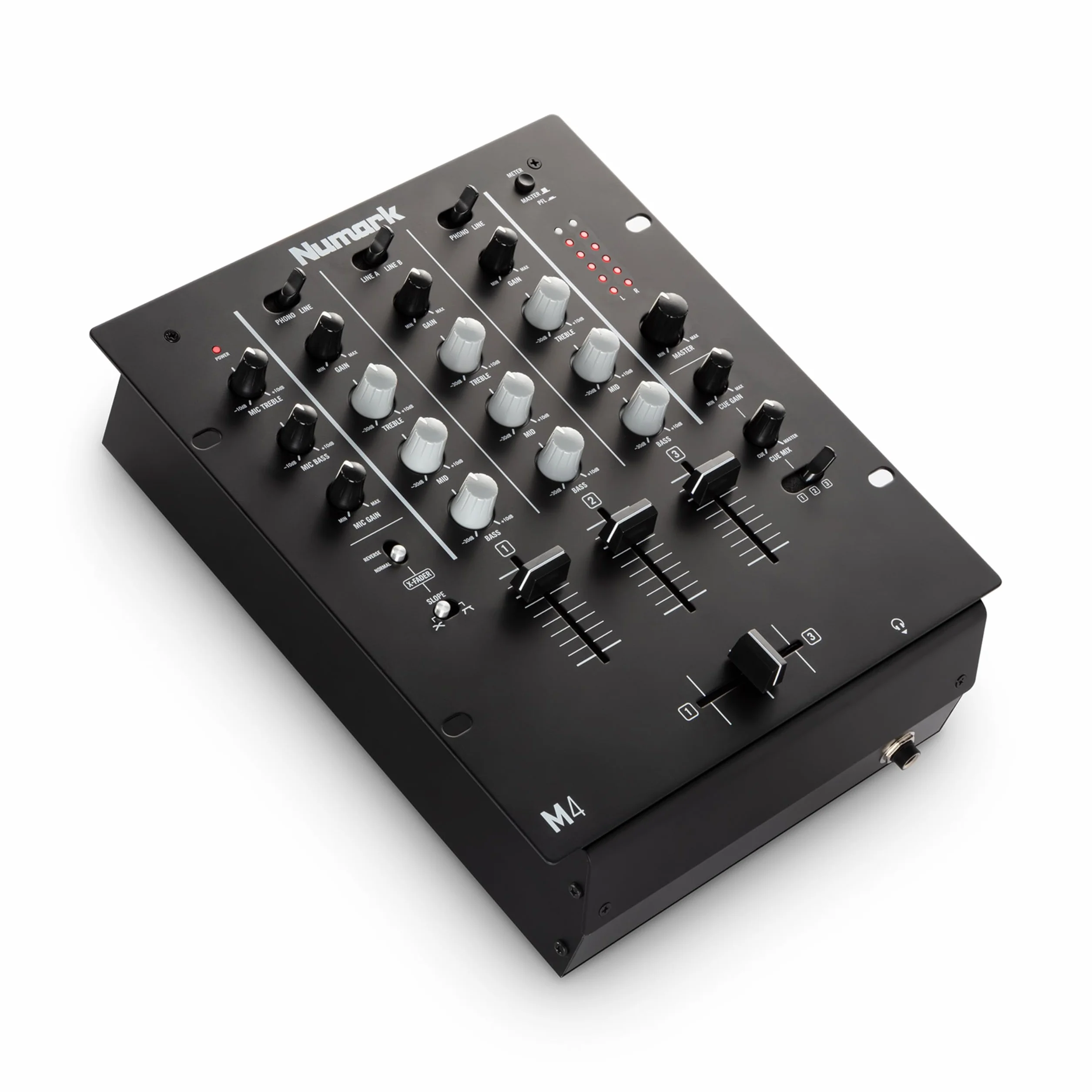 Numark M4 - Mixer Scratch 3 Canali a Rack per DJ con EQ a 3 Bande, Ingresso Microfonico, Crossfader Sostituibile e Controlli Slope e Reverse