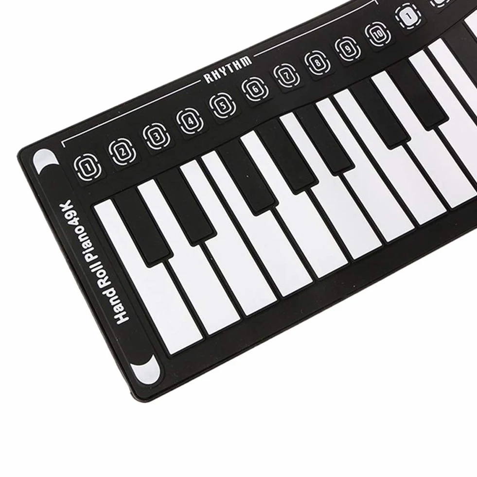 POHOVE Pianoforte portatile con 49 tasti, flessibile, arrotolabile, USB, elettronica, per principianti (nero)