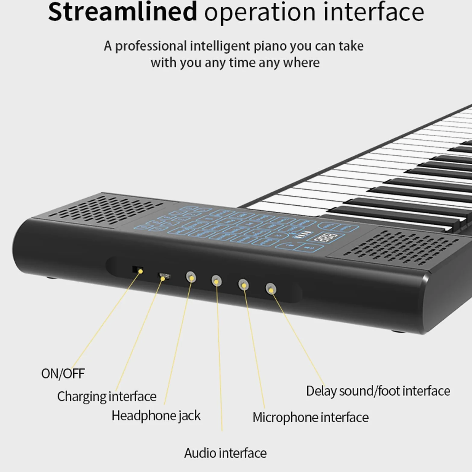 Asixxsix Tastiera per Pianoforte Pieghevole, Tastiera Elettrica per Pianoforte Portatile Pieghevole a 88 Tasti con Altoparlanti Integrati, 128 Toni, 128 Ritmi, 14 Brani Demo e Uscita
