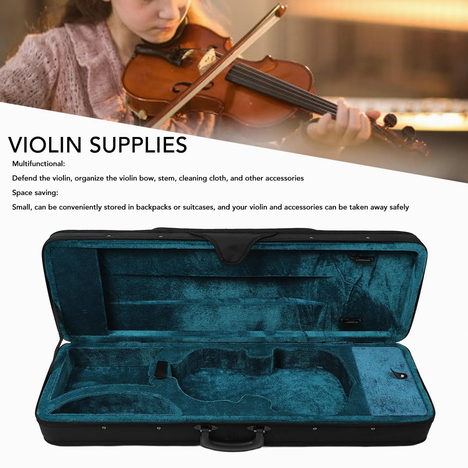 Yinhing Custodia Rigida per Violino 4/4, in Tessuto Oxford Leggero con Fodera in Schiuma, Contenitore Multifunzionale per Accessori per, Design Elegante per Musicisti