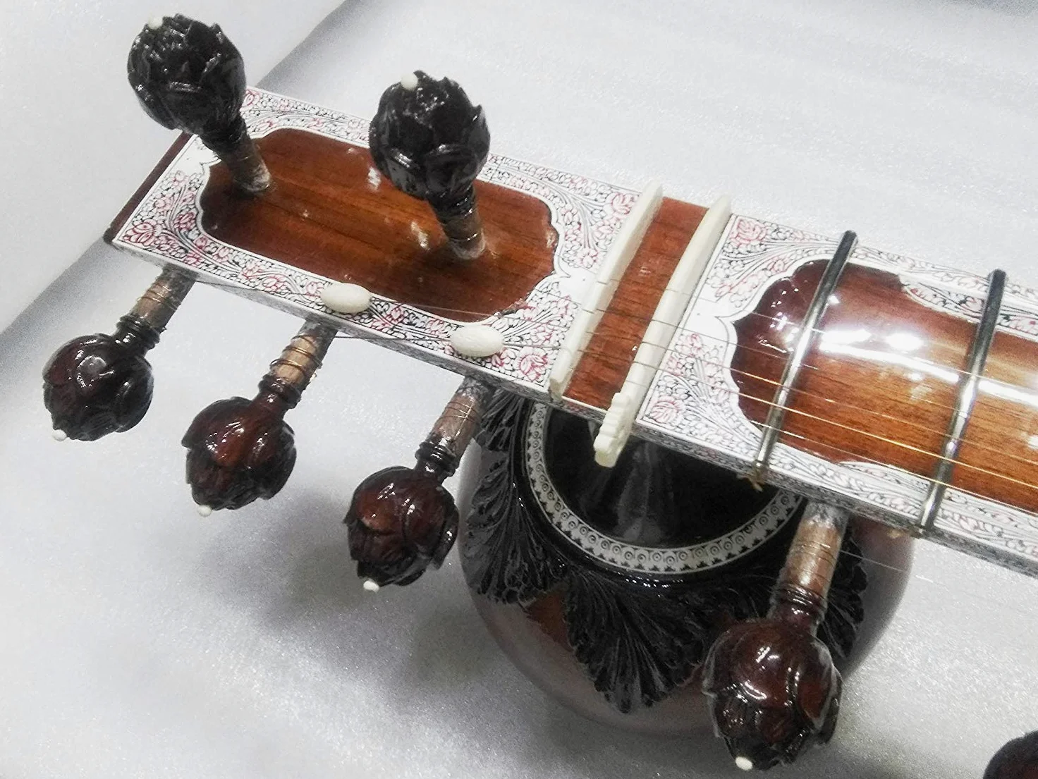 PINK-LOTUS SITAR, alta qualità concerto professionale, stile Ravi Shankar con scatola in fibra