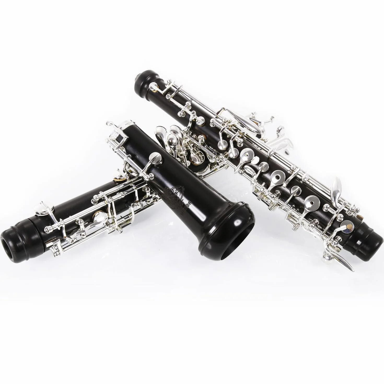 Rochix Oboe WHS36 - Oboe professionale con corpo in legno di ebano placcato argento, tono C semi-automatico, con 2 ance, 1 panno per la pulizia, 1 tampone per oboe, 1 poggia pollice, 1 custodia e