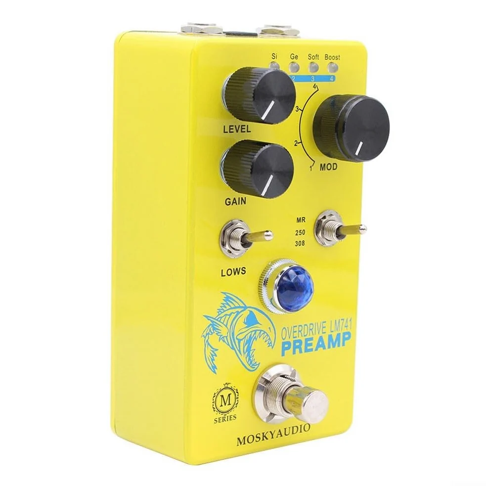 Pedale di distorsione per chitarra elettrica per mosky Overdrive Preamp 4 impostazioni Tone Shape Button Switch Modern Drive Sound Stage Studio 300g
