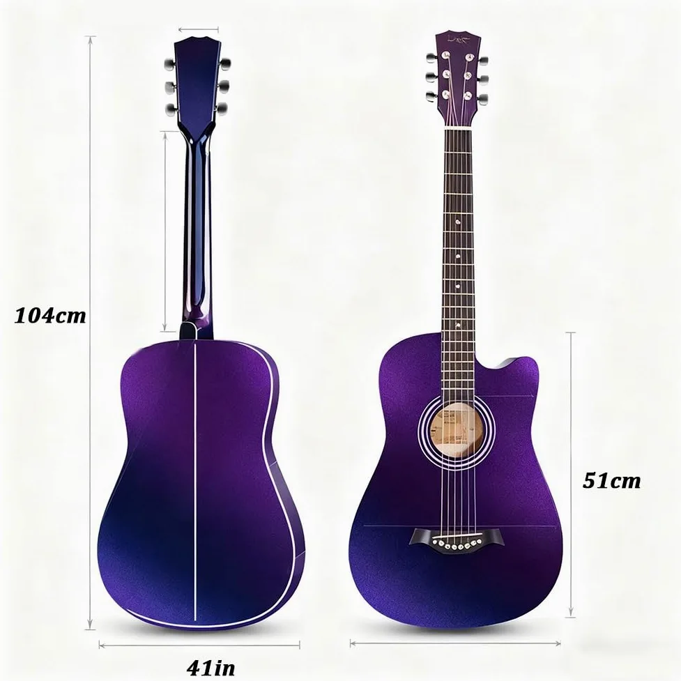 Chitarra Acustica Per Principianti Da 41 Pollici, Chitarra Classica Elettrificata Con Corde In Nylon E Spalla Mancante Con Custodia Morbida E Tutti Gli Accessori.(Viola)