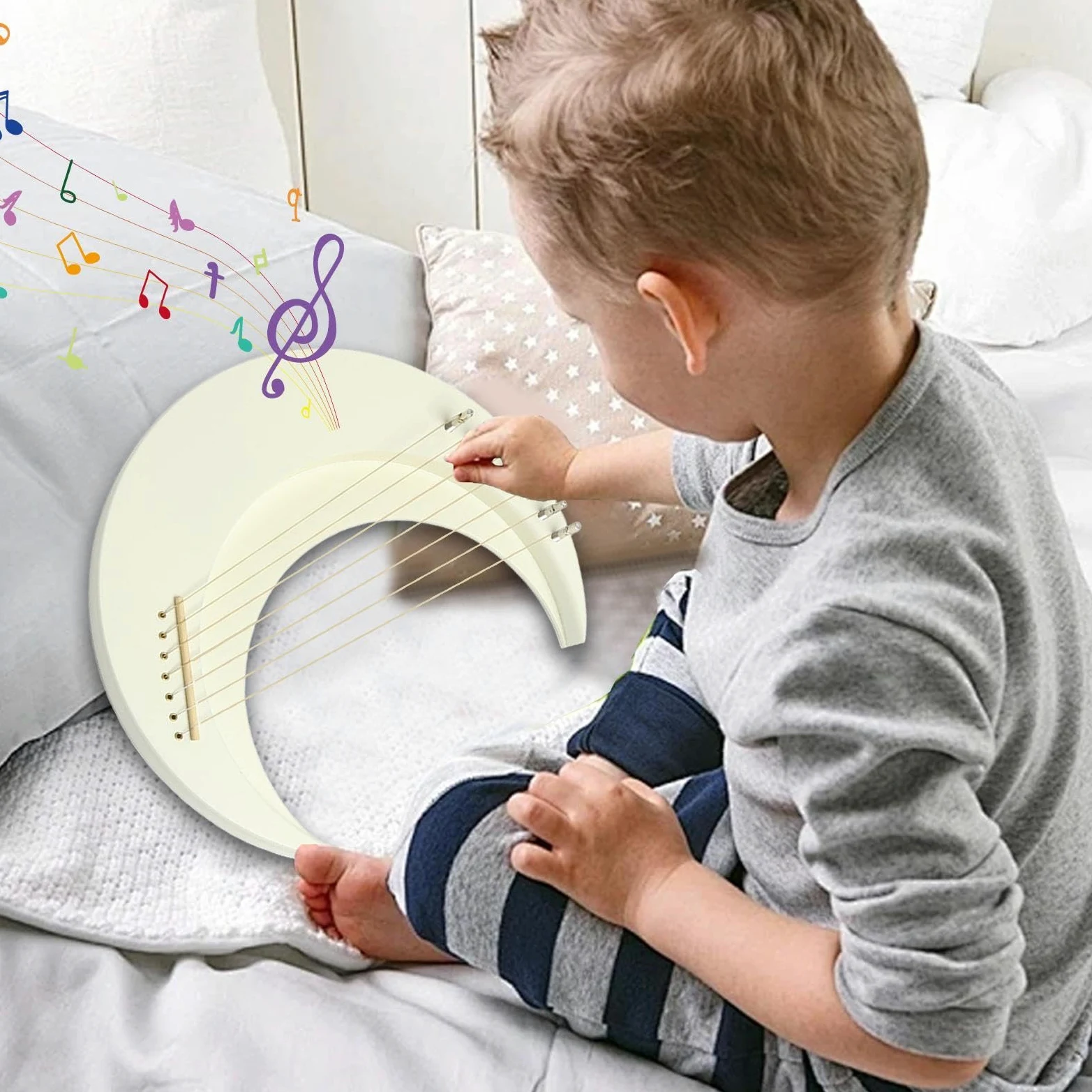 Strumento musicale arpa a lira,arpa a lira a | Arpa a lira in legno a 7 | corde per pianoforte a lira,Strumento musicale a con chiave per accordatura Strumento per arpa per caffè