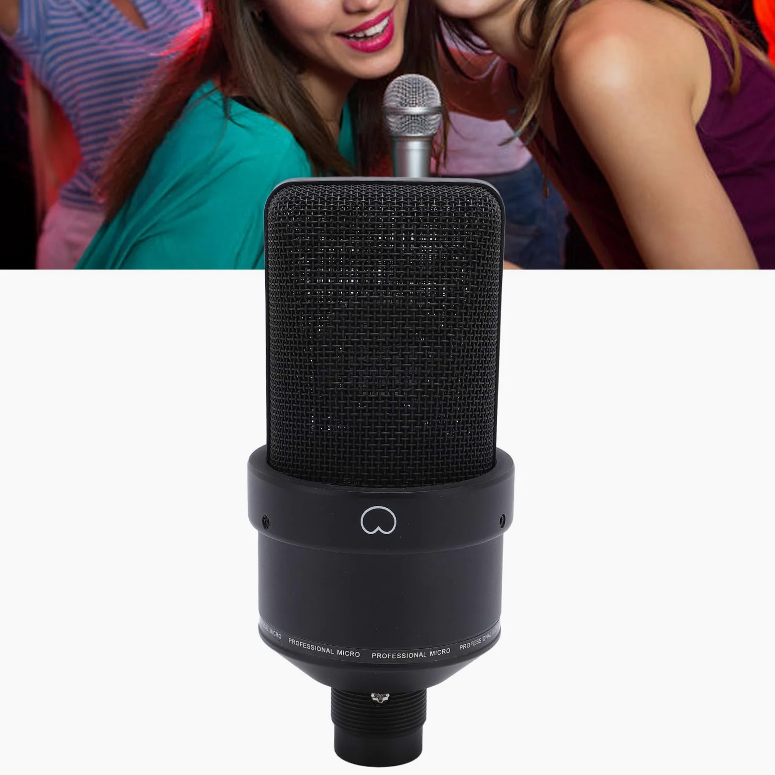 Microfono a condensatore studio professionale 26 mm diaframma largo XLR microfono di registrazione con supporto antiurto cavo antivento per podcasting canto streaming gi (Nera)