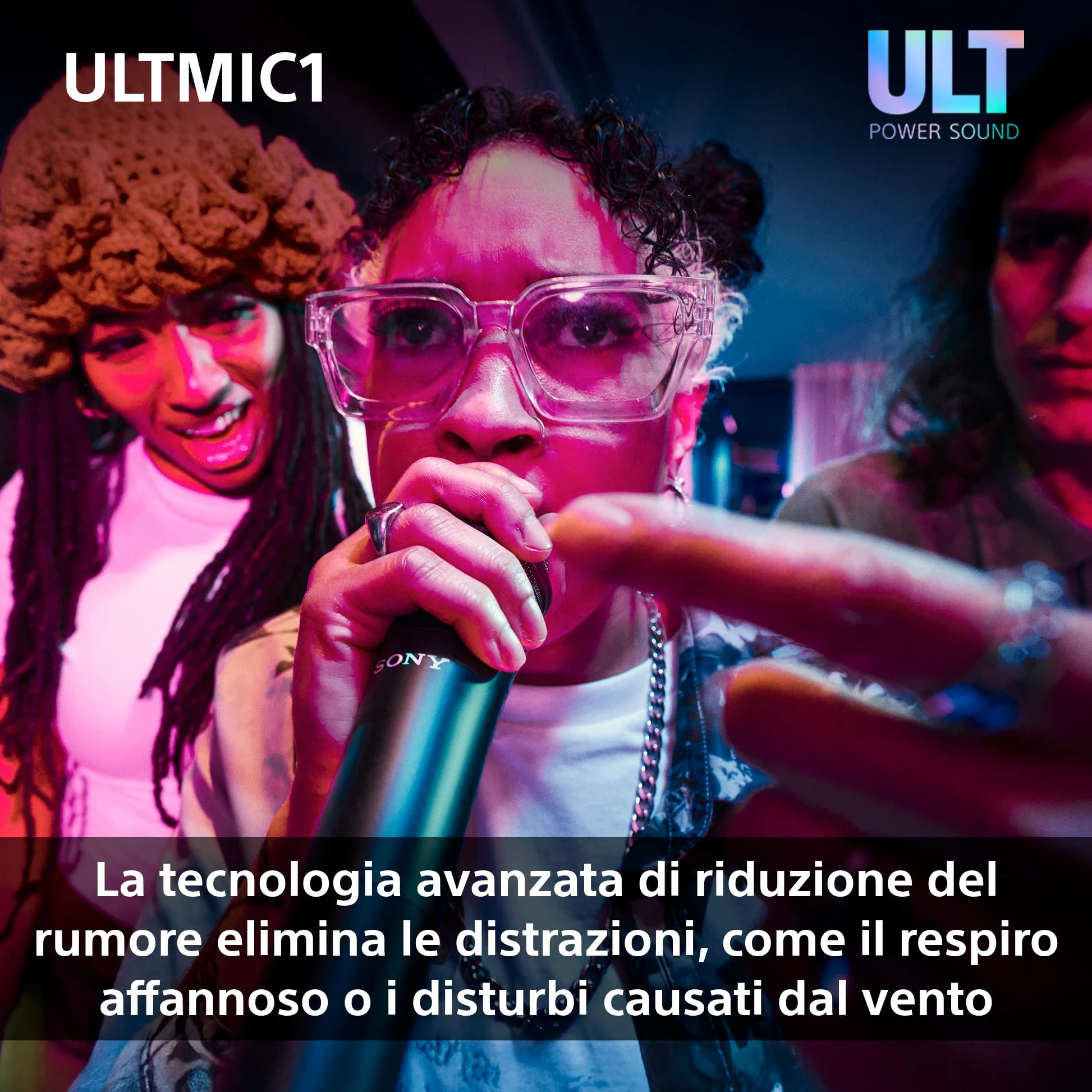 Sony ULTMIC1 - Set di microfoni wireless con 2 microfoni e ricevitore, riduzione avanzata del rumore, Duet Assist, batteria da 20 ore, antiurto, perfetto per la serie ULT POWER SOUND - Black