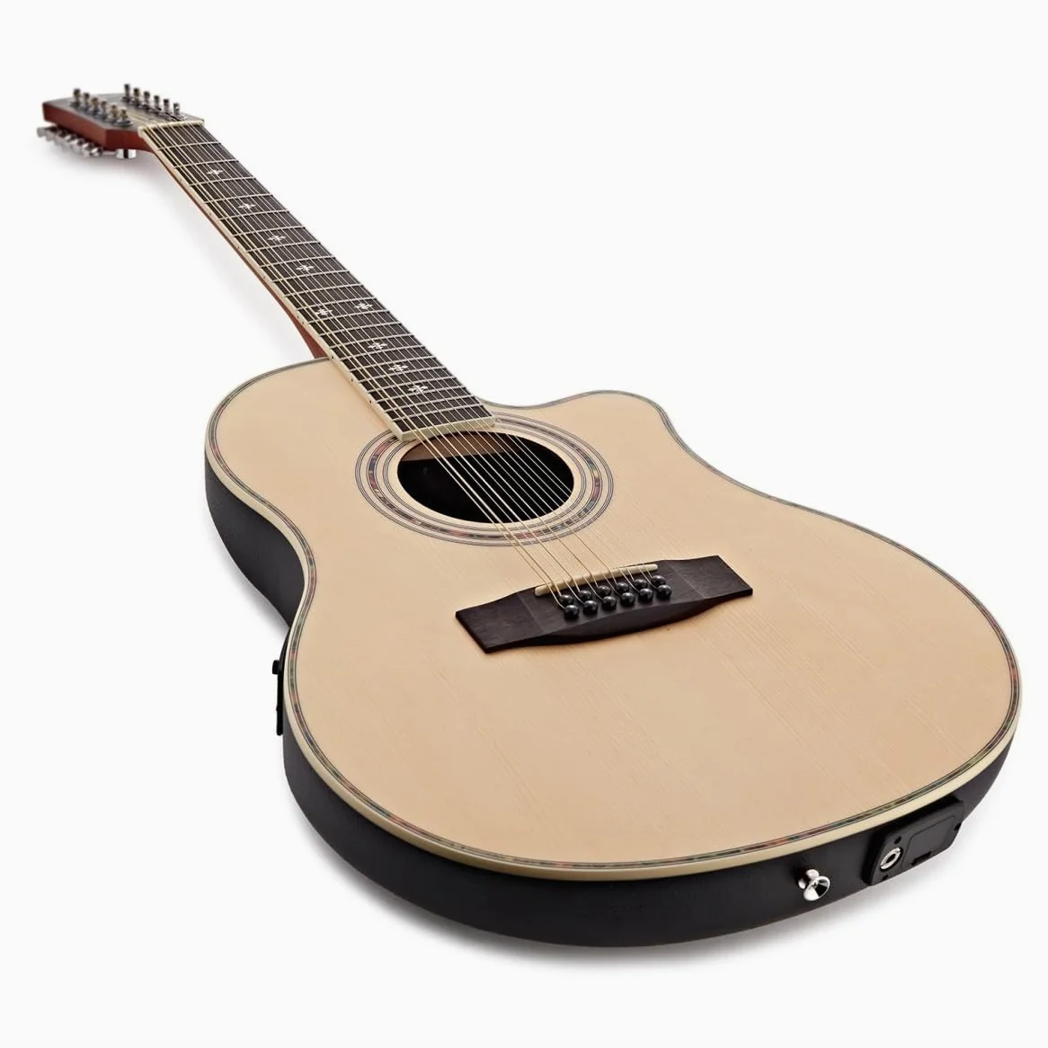 12 String Roundback Guitar by Gear4music Natural | Accordatore e controlli tono integrati, corpo ABS roundback per comfort e proiezione, suono iconico 12 corde