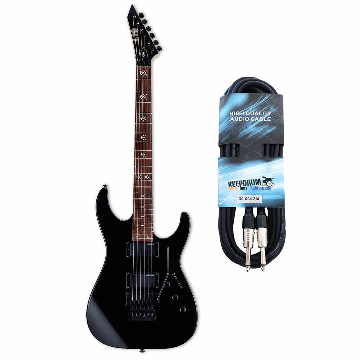 ESP LTD KH-202 BLK - Chitarra elettrica Kirk Hammett Signature + cavo jack keepdrum