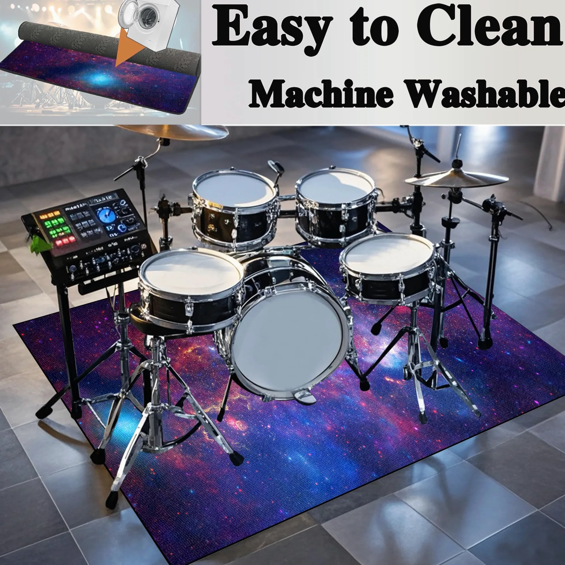 Tappeto per Batteria Tappeto a Tamburo Professionale Tappetino per Batteria Elettronica Strumenti Musicali Coperta Antiscivolo Tappetino Insonorizzato Tappeto Drum Accessori per Batteria 230 x 180 cm