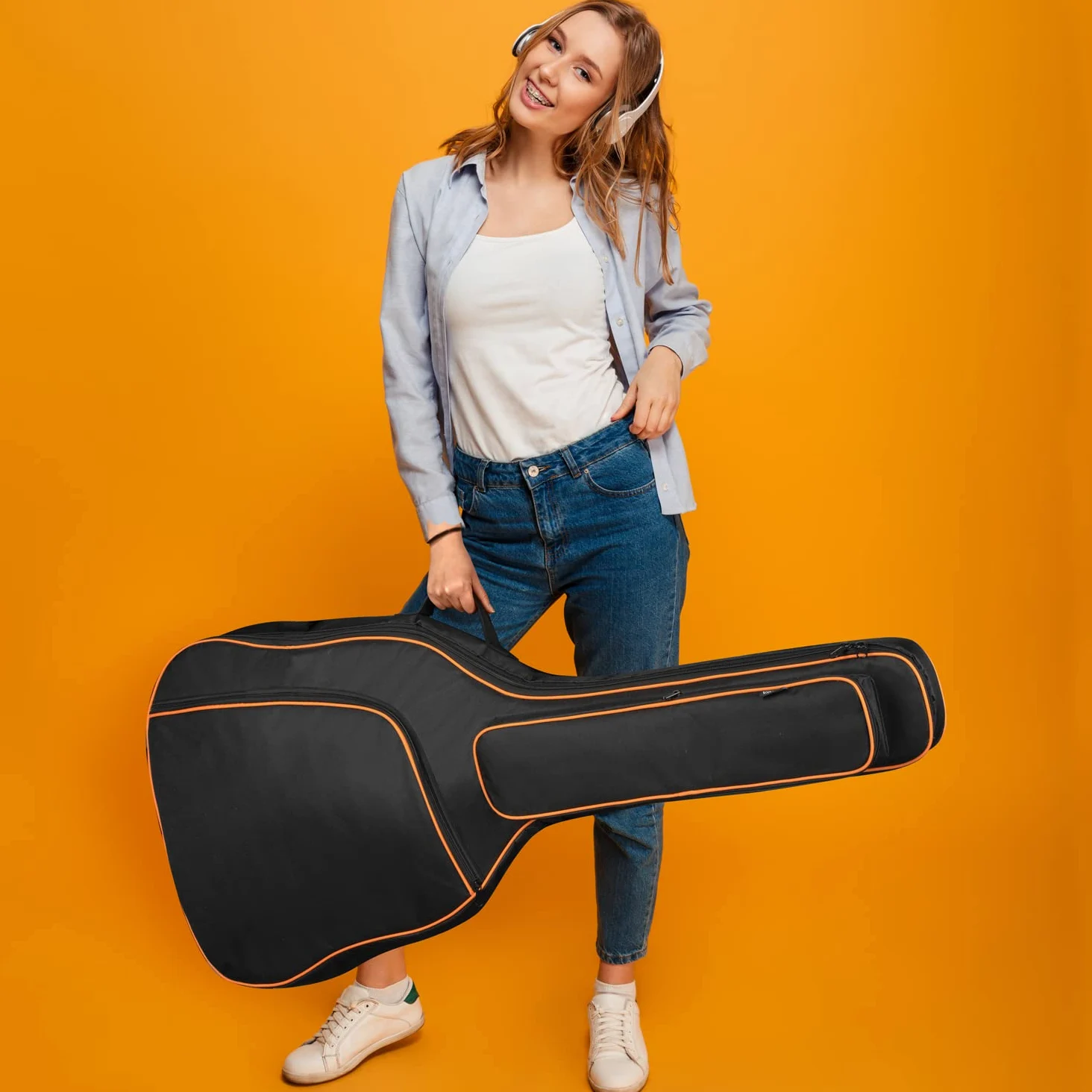 CAHAYA Borsa per Chitarra Acustica 44 Pollici Chitarra Custodia Chitarra per Jumbo e Dreadnought con 2 Modi di Trasportare