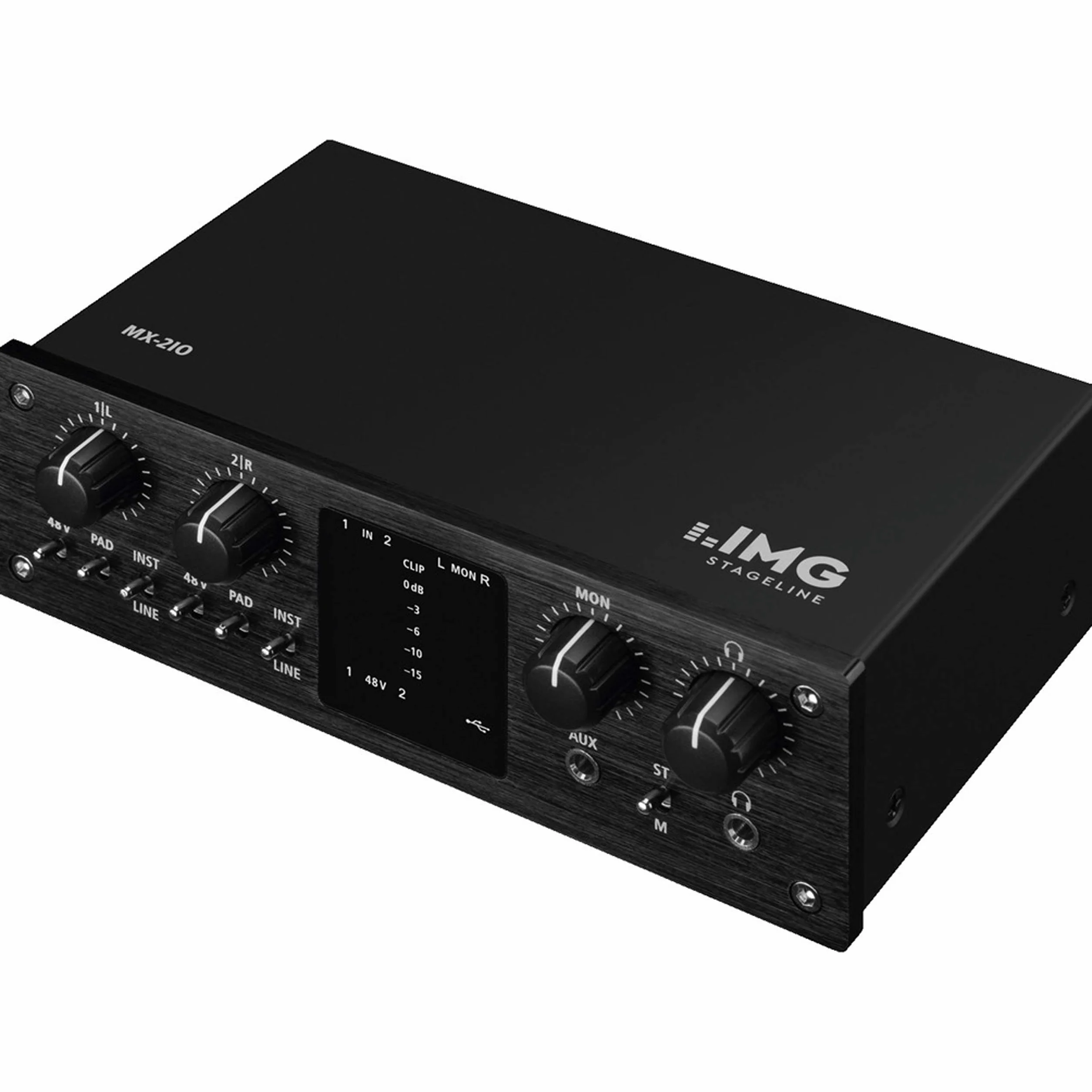 IMG Stageline MX-2IO - Interfaccia di registrazione USB a 2 canali, colore: Nero