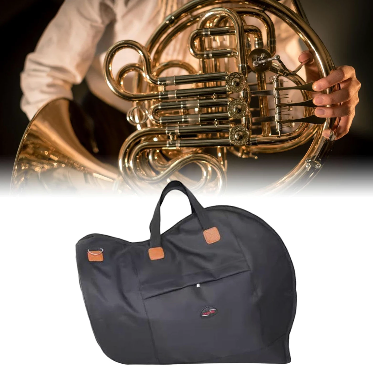 Custodia per corno francese, borsa impermeabile in tessuto Oxford, zaino per strumenti musicali spesso, tracolla regolabile, versatile, tracolla regolabile, zaino