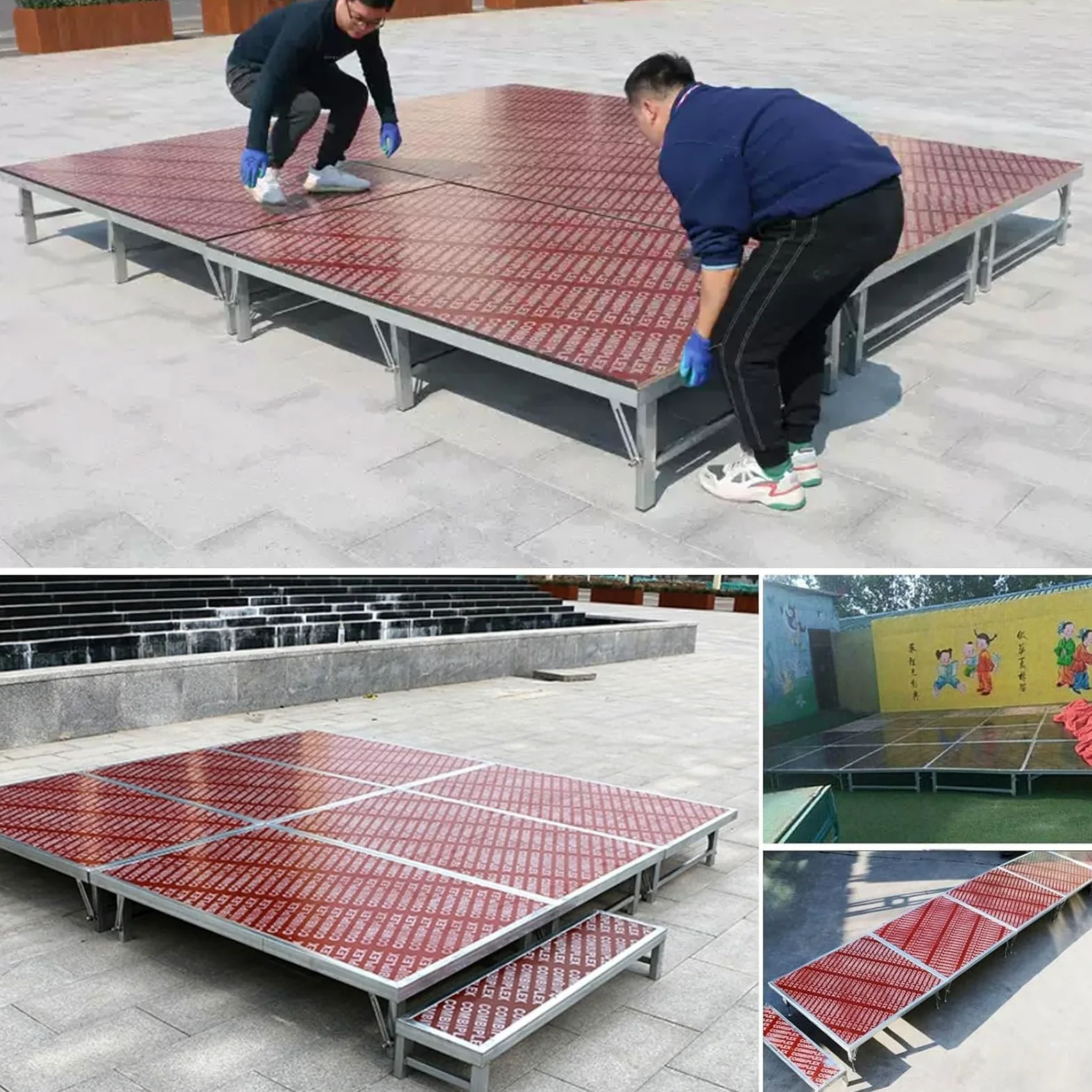 Palco pieghevole e portatile, portata 500 kg, gambe pieghevoli, design modulare per concerti, DJ, feste ed eventi(100x128x30cm/39.4x50.4x11.8in)