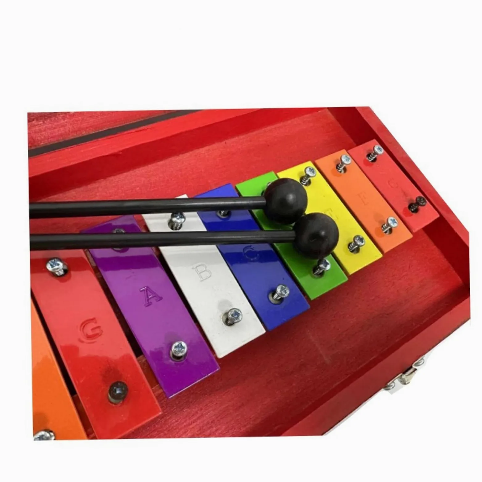 Confezione in scatola di legno per strumento a percussione xilofono glockenspiel con piastra in alluminio da 15 note Glockenspiel Strumento A Percussione