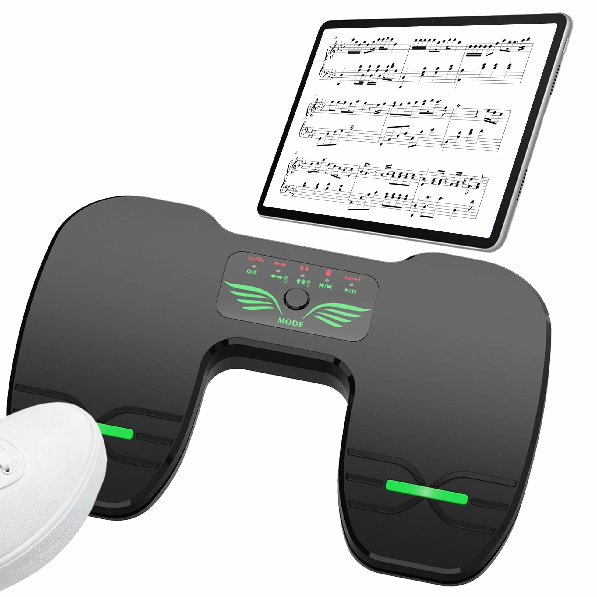Pedale Bluetooth: interruttore Bluetooth ricaricabile per controllo di lettura musicale su tablet e smartphone