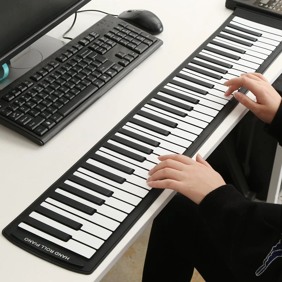 Pianoforte pieghevole, 61 tasti portatili (C3 ~ C8) Pianoforte elettronico flessibile flessibile con tastiera standard