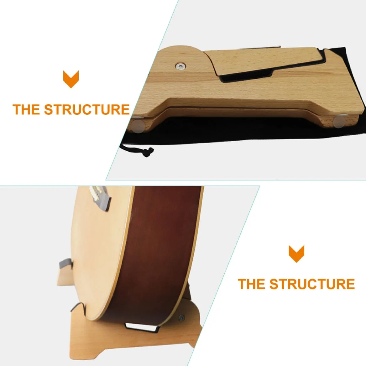 BESPORTBLE Supporto per Chitarra e Basso in Legno Leggero e Portatile, Stand per Chitarra Elettrica per Negozio di Strumenti Musicali e Utilizzo Domestico
