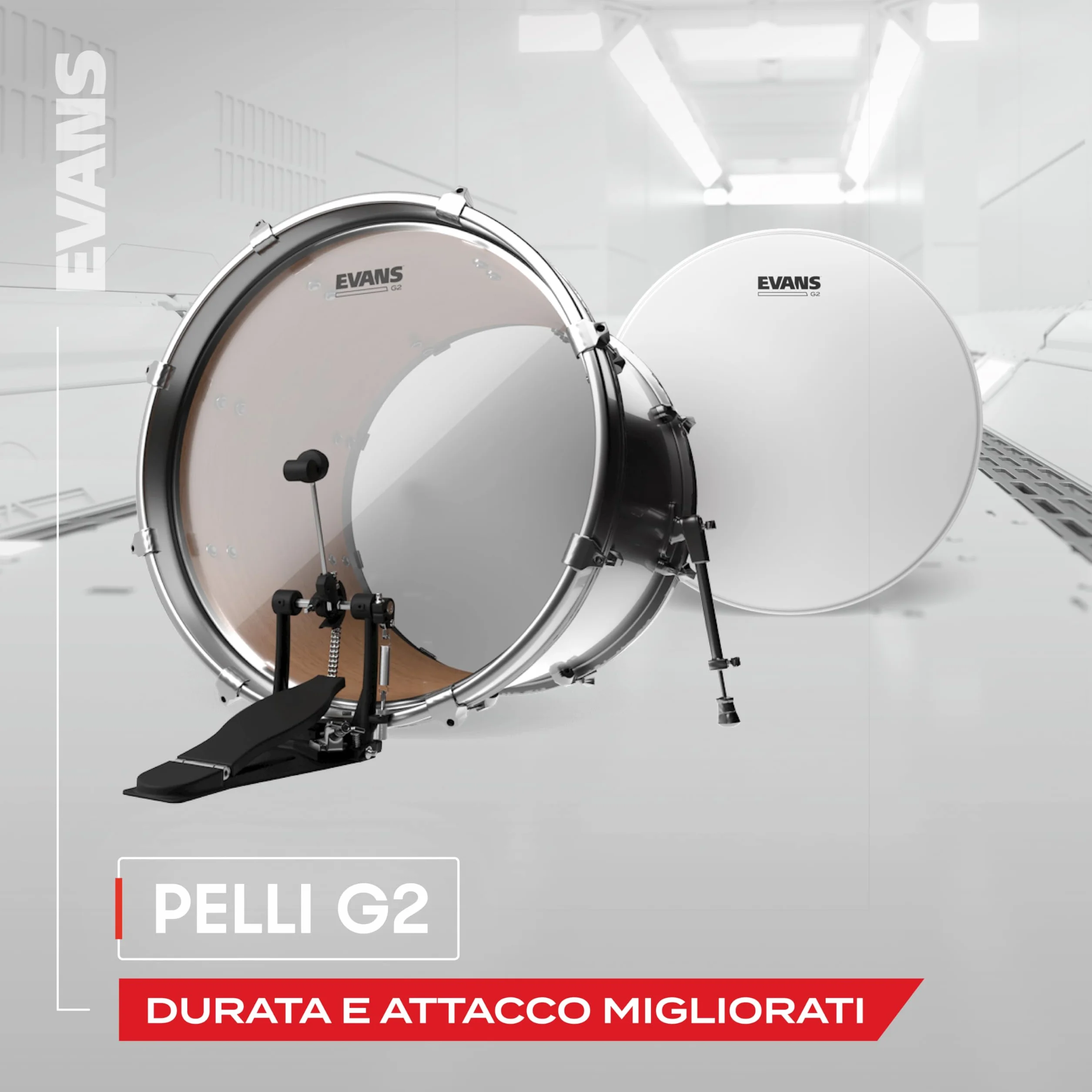 Evans ETP-G2CTD-R Confezione da 3 Pelli Sabbiate G2 per Tom Rispettivamente di 10", 12" e 16", Rock